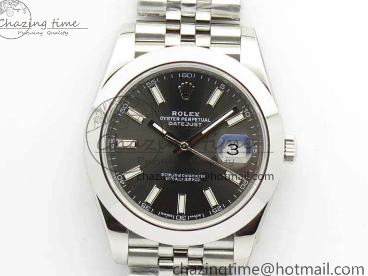 MiroTime 0204 DateJust Smooth Bezel SS Noob 1:1 Best Edition Gray Sticks Dial On Jubilee Bracelet A Packable 3505